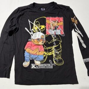 Hustler Hollywood Black Long Sleeve Kids Tee with Graphic